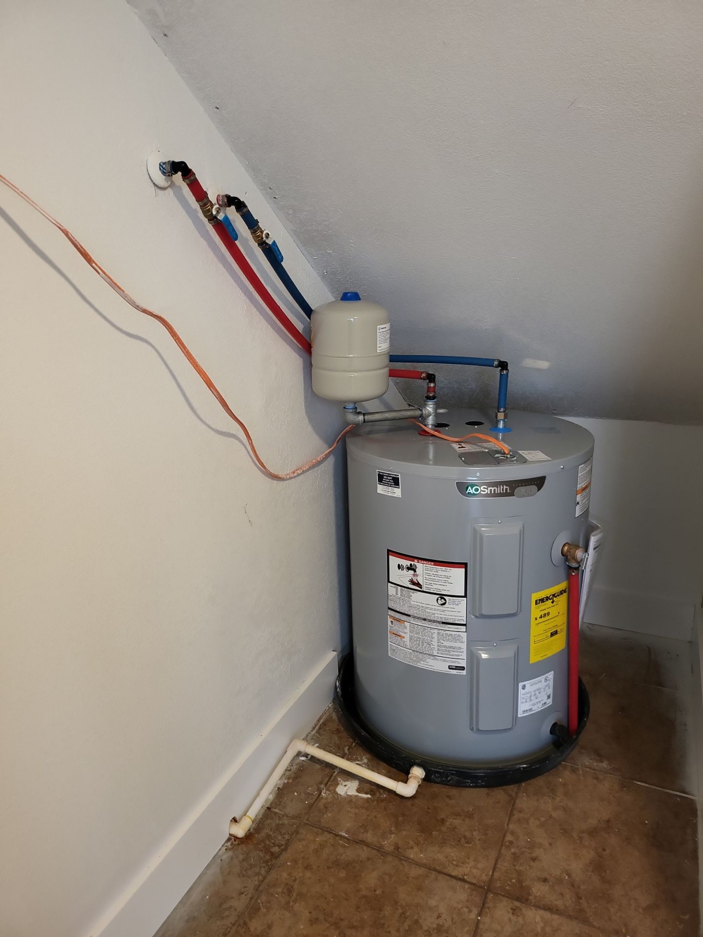 Completed residential water heater installation